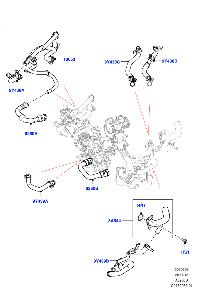 EGR Cooling System (2.0L I4 DSL HIGH DOHC AJ200,2.0L I4 DSL MID DOHC AJ200,EU6D Diesel + DPF Emissions,Halewood (UK))((V)FROMKH000001)