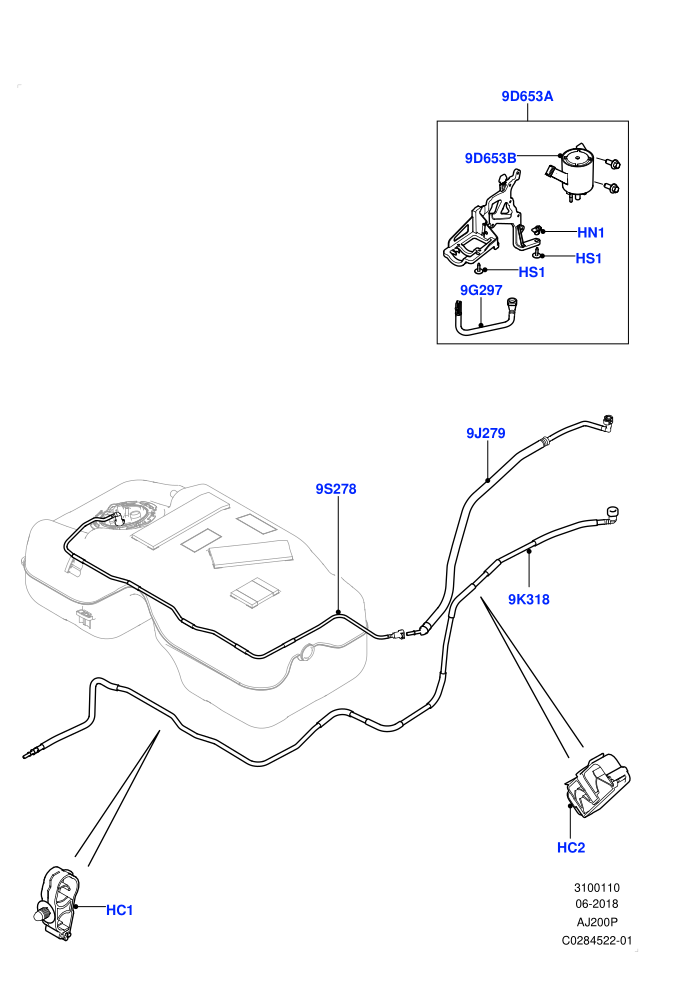 Fuel Lines (2.0L I4 High DOHC AJ200 Petrol,2.0L I4 Mid DOHC AJ200 Petrol,Changsu (China),Fuel Tank Filler Neck - Unleaded)