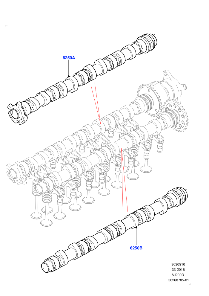 Camshaft (2.0L I4 DSL HIGH DOHC AJ200,2.0L I4 DSL MID DOHC AJ200)(Solihull Plant Build)((V)FROMHA000001)