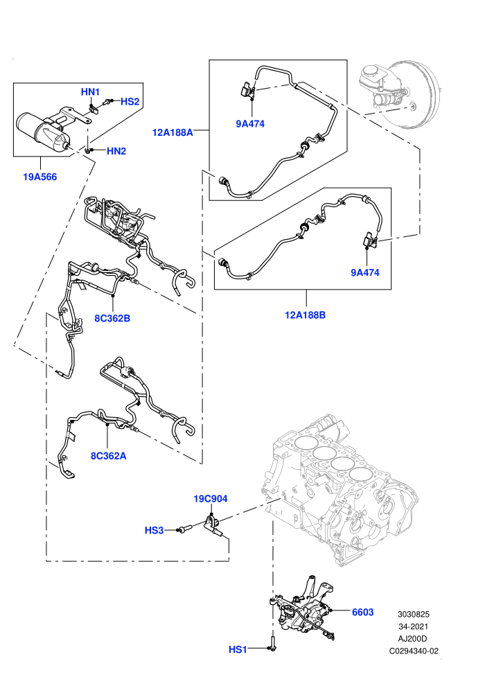Vacuum Control And Air Injection (2.0L AJ20D4 Diesel High PTA,2.0L AJ20D4 Diesel LF PTA,2.0L AJ20D4 Diesel Mid PTA,Halewood (UK))