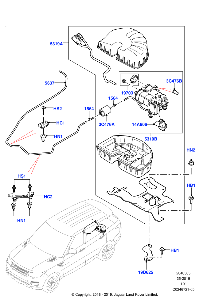 Air Suspension Compressor And Lines (With 7 Seat Configuration)(Compressor Assy)((V)TOHA999999)