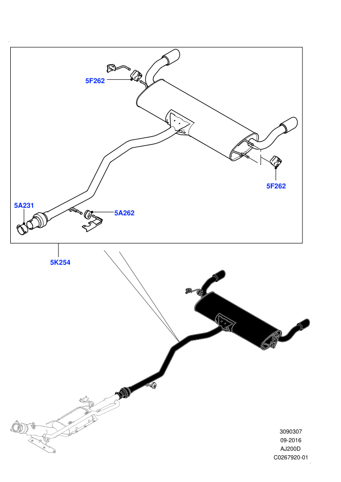 Rear Exhaust System (2.0L I4 DSL MID DOHC AJ200,Halewood (UK),sports exhaust,With 5 Seat Configuration)