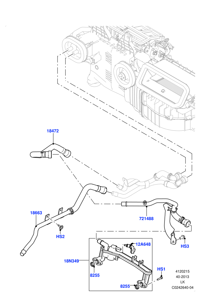 Heater Hoses (5.0L OHC SGDI NA V8 Petrol - AJ133,5.0L OHC SGDI SC V8 Petrol - AJ133,With Fresh Air Heater,With Ptc Heater)(Front)((V)TOHA999999)