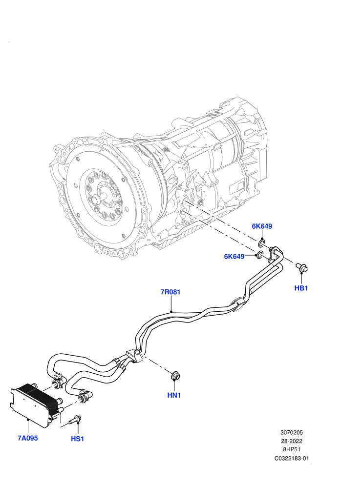 Transmission Cooling Systems (2.0L I4 High DOHC AJ200 Petrol,8 Speed Automatic Trans 8HP51)(Nitra Plant Build)((V)FROMP2000001)
