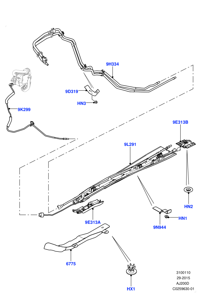 Fuel Lines (2.0L I4 DSL HIGH DOHC AJ200,2.0L I4 DSL MID DOHC AJ200,Halewood (UK))(Under Floor)