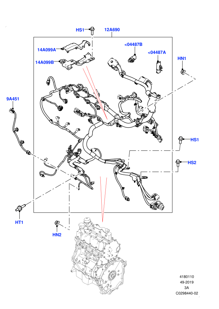 Electrical Wiring - Engine And Dash (2.0L AJ20D4 Diesel LF PTA,2.0L AJ20D4 Diesel Mid PTA,6 Speed Manual Trans BG6,Halewood (UK))(Engine)((V)FROMLH000001)