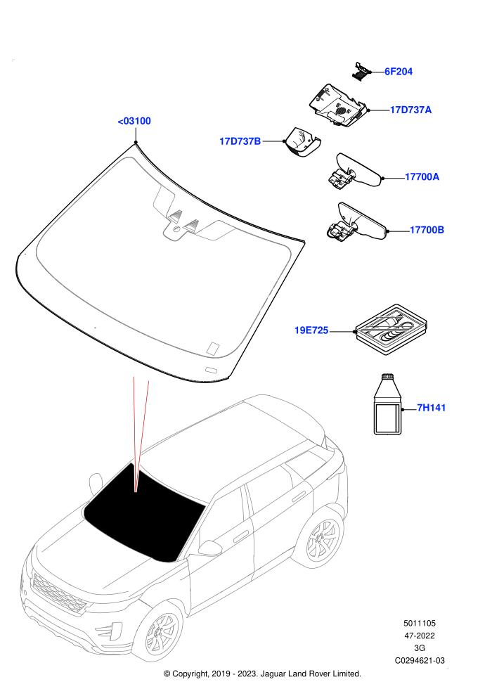 Windscreen/Inside Rear View Mirror (Halewood (UK))