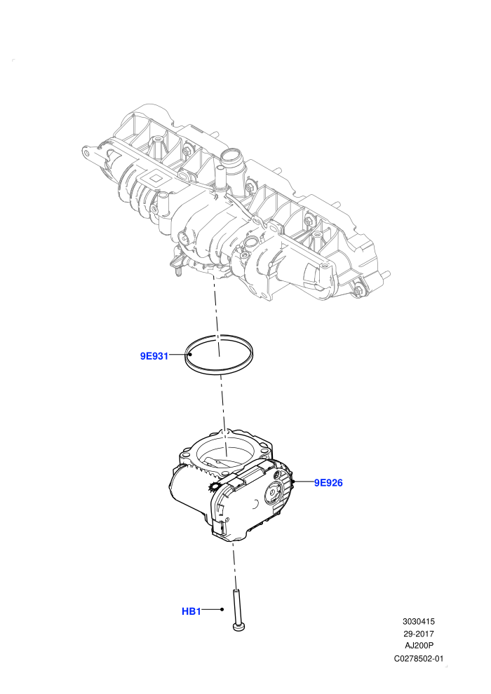 Throttle Housing (2.0L I4 High DOHC AJ200 Petrol,2.0L I4 Mid AJ200 Petrol E100,2.0L I4 Mid DOHC AJ200 Petrol,Halewood (UK))((V)FROMJH000001)