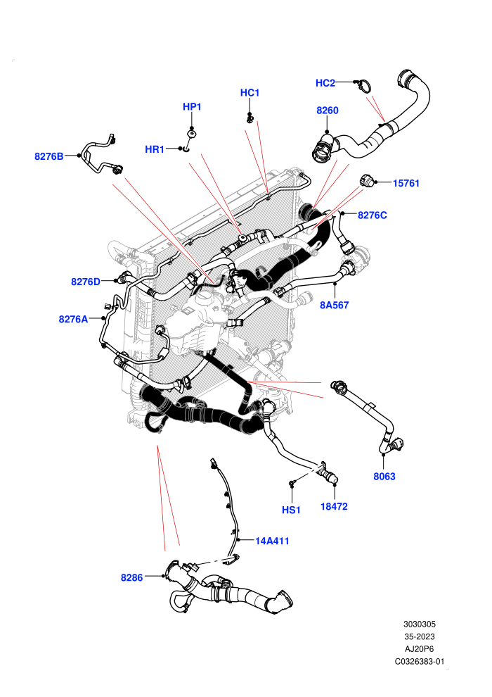 Cooling System Pipes And Hoses (3.0L AJ20P6 Petrol PHEV,Less Engine Cooling System)((V)FROMRA000001)