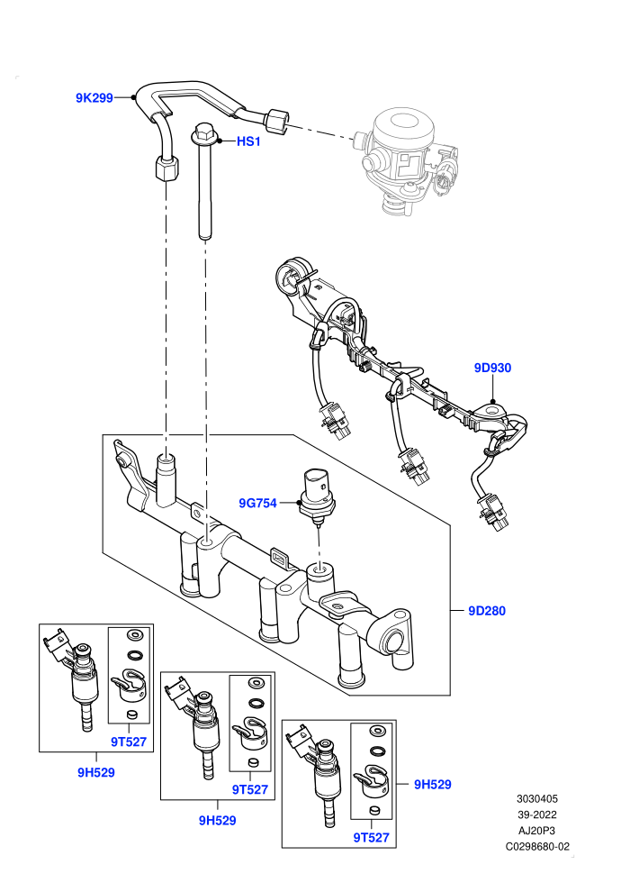 Fuel Injectors And Pipes (1.5L AJ20P3 Petrol High,1.5L AJ20P3 Petrol High PHEV,Changsu (China))