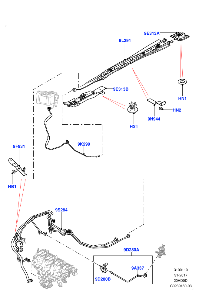 Fuel Lines (2.0L 16V TIVCT T/C 240PS Petrol)(Centre And Front)((V)FROMCH000001)