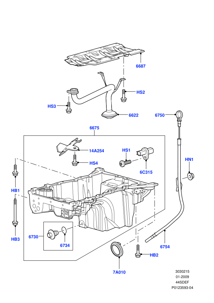 Oil Pan/Oil Level Indicator (AJ Petrol 4.4 V8 EFI (220KW))