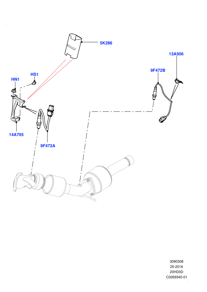 Exhaust Sensors And Modules (2.0L 16V TIVCT T/C 240PS Petrol,Itatiaia (Brazil))(Exhaust System Sensors)((V)FROMGT000001)