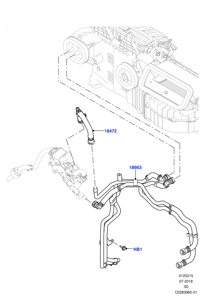 Heater Hoses (2.0L I4 DSL HIGH DOHC AJ200,2.0L I4 DSL MID DOHC AJ200,Less Park Heating,With Air Conditioning - Front/Rear,With Fuel Fired Heater)(Solihull Plant Build)((V)TOJA999999 (V)FROMJA000001)