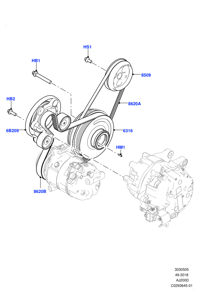 Pulleys And Drive Belts (2.0L AJ20D4 Diesel High PTA,2.0L AJ20D4 Diesel LF PTA,2.0L AJ20D4 Diesel Mid PTA,Electric Engine Battery-MHEV,Halewood (UK))