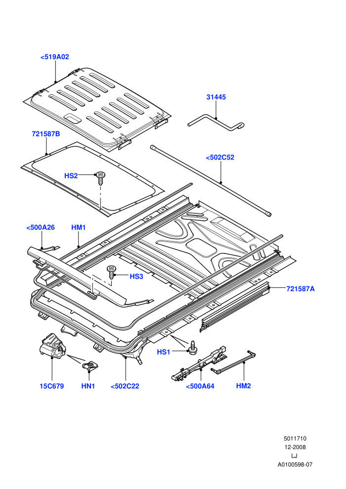 Sliding Roof Mechanism And Controls (Less Armoured)(Page A)((V)TO9A999999)
