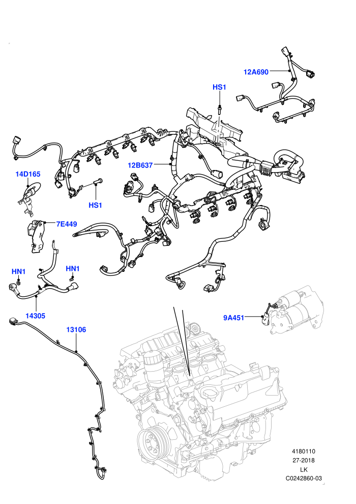 Electrical Wiring - Engine And Dash (5.0L OHC SGDI SC V8 Petrol - AJ133)((V)TOHA999999)