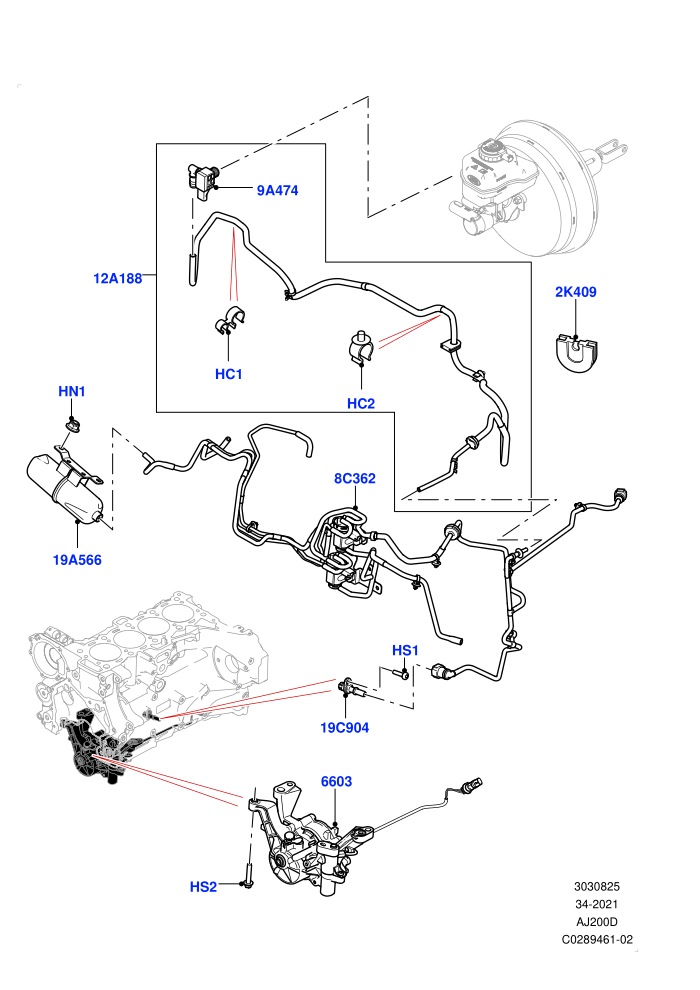 Vacuum Control And Air Injection (2.0L I4 DSL HIGH DOHC AJ200,RHD)(Nitra Plant Build)((V)FROMK2000001)