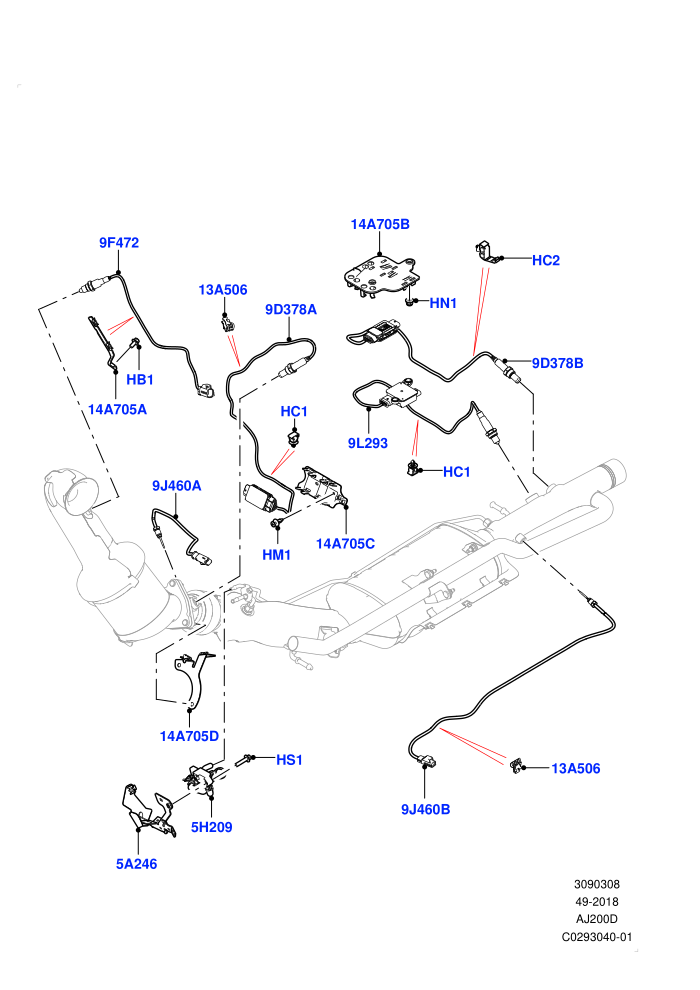 Exhaust Sensors And Modules (2.0L AJ20D4 Diesel High PTA,2.0L AJ20D4 Diesel LF PTA,2.0L AJ20D4 Diesel Mid PTA,Bharat VI Emission,EU6D Diesel + DPF Emissions,Halewood (UK),Japanese Emission + DPF)