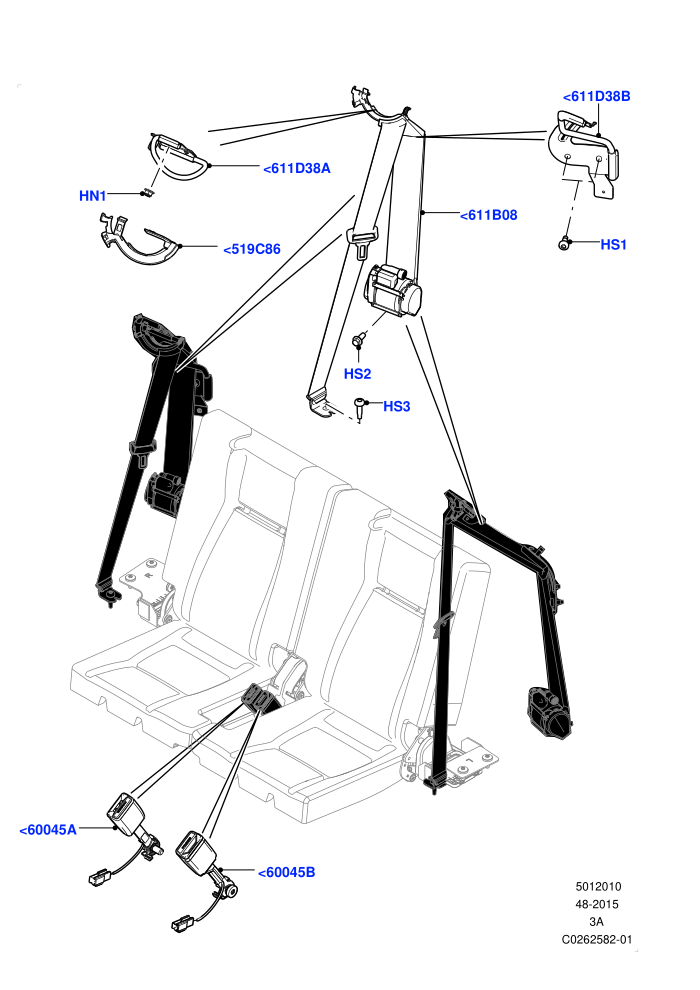 Rear Seat Belts (60/40 Load Through With Slide,Changsu (China),Third Row Dual Individual Seat,With 3rd Row Double Seat)((V)TOPG169278 (V)FROMFG000001)