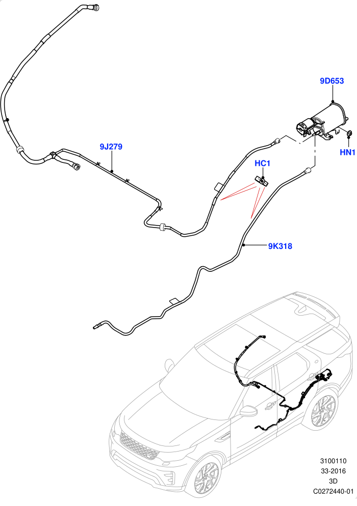 Fuel Lines (3.0L DOHC GDI SC V6 PETROL,Fuel Tank Filler Neck - Unleaded,Narrow Filler Neck - Unleaded)(Rear,Solihull Plant Build)((V)TOJA999999 (V)FROMHA000001)