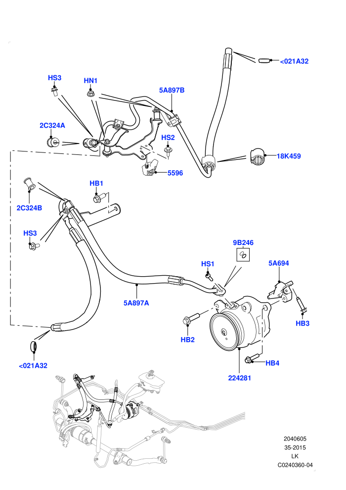Active Anti-Roll Bar System (4.4L DOHC DITC V8 Diesel)(ARC Pump,High Pressure Pipes)((V)TOHA999999)