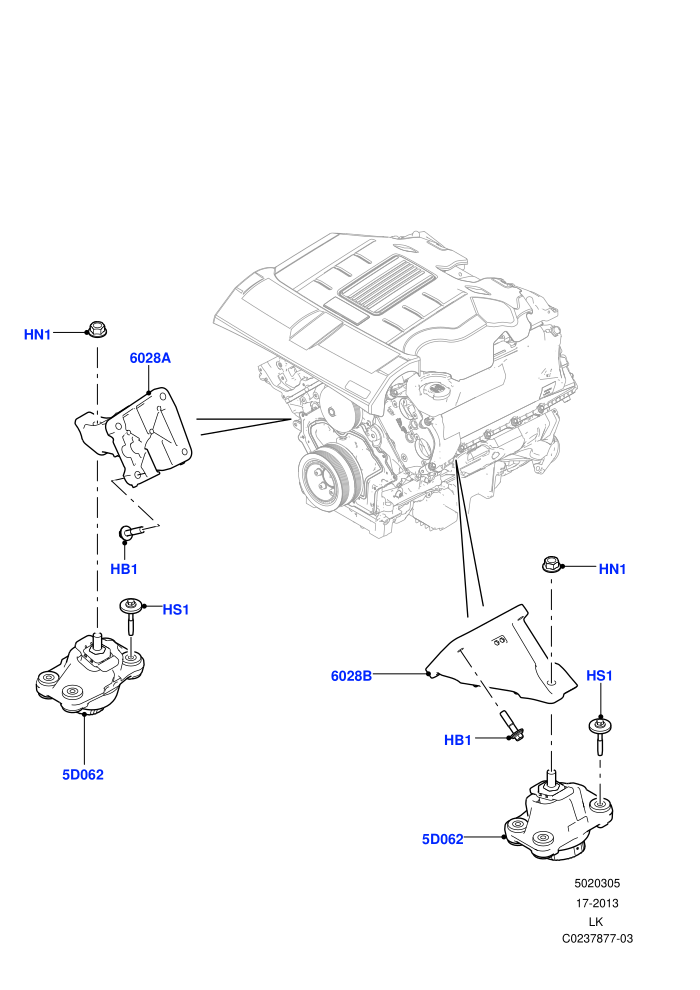 Engine Mounting (3.0L DOHC GDI SC V6 PETROL,5.0 Litre supercharged enhanced,5.0 Petrol AJ133 DOHC CDA,5.0L OHC SGDI NA V8 Petrol - AJ133,5.0L OHC SGDI SC V8 Petrol - AJ133)