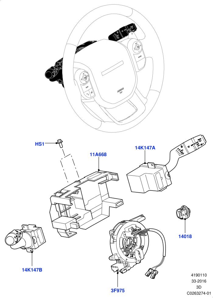 Switches (Solihull Plant Build,Steering Column)((V)FROMHA000001)