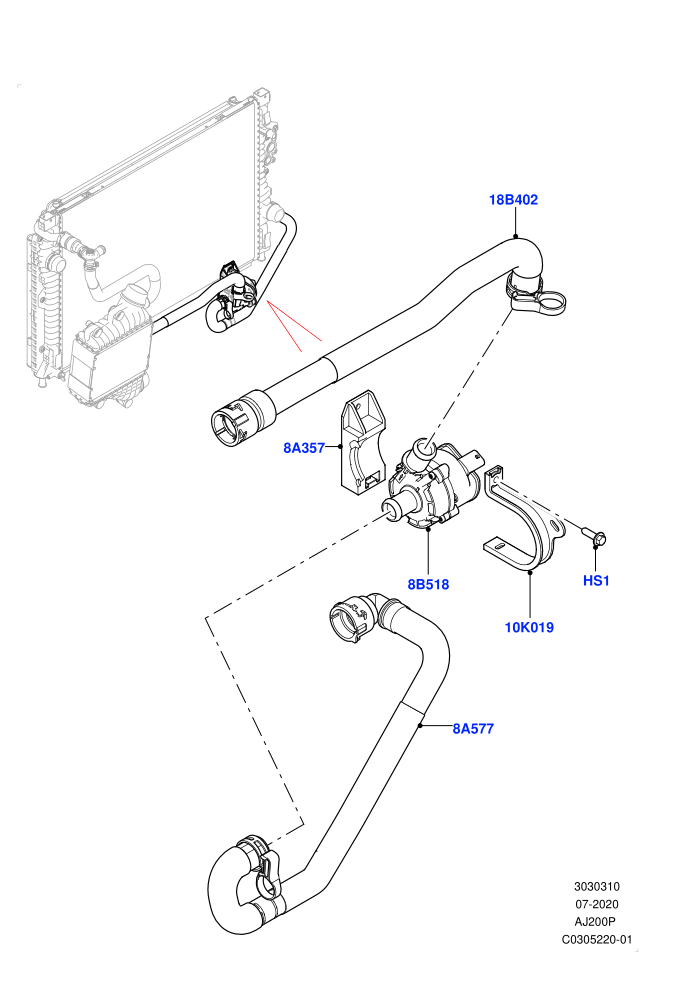 Water Pump (2.0L AJ20P4 Petrol E100 PTA,Itatiaia (Brazil))(Auxiliary Unit)((V)FROMLT000001)