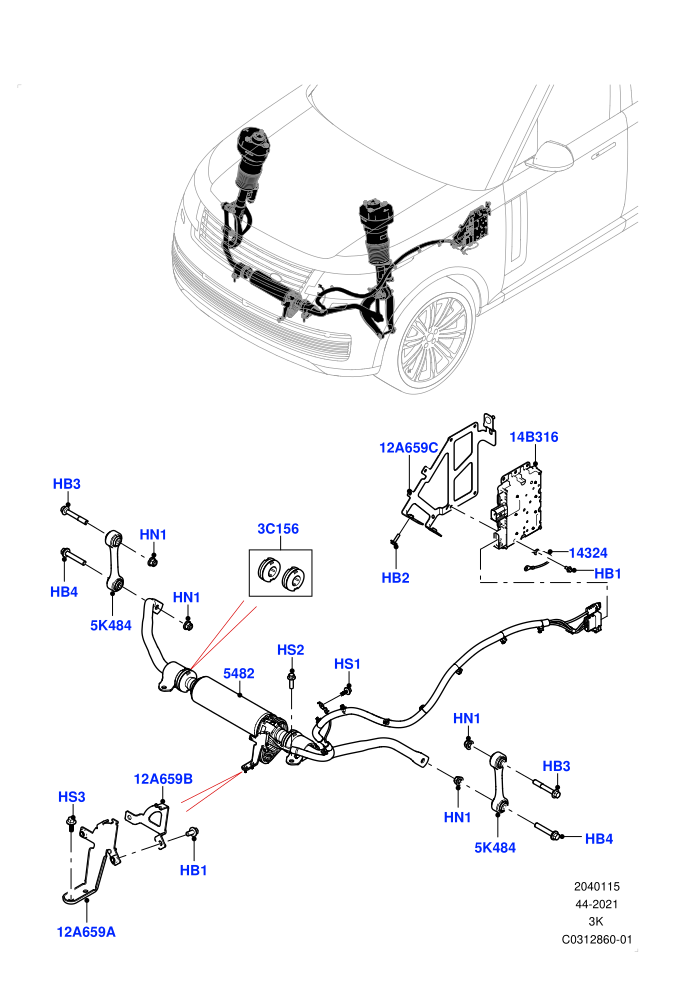 Front Cross Member & Stabilizer Bar (Electronic Air Suspension With ACE)(Active Stabilizer Bar)