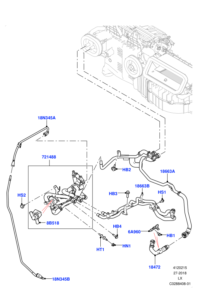 Heater Hoses (2.0L I4 High DOHC AJ200 Petrol,Less Heater,With Air Conditioning - Front/Rear,With Front Comfort Air Con (IHKA),With Ptc Heater)(Front)((V)FROMKA000001)