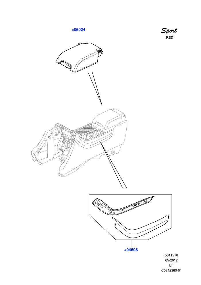 Console - Floor (Red Sport LE)(For Stowage Boxes And Lids)((V)FROMDA000001)