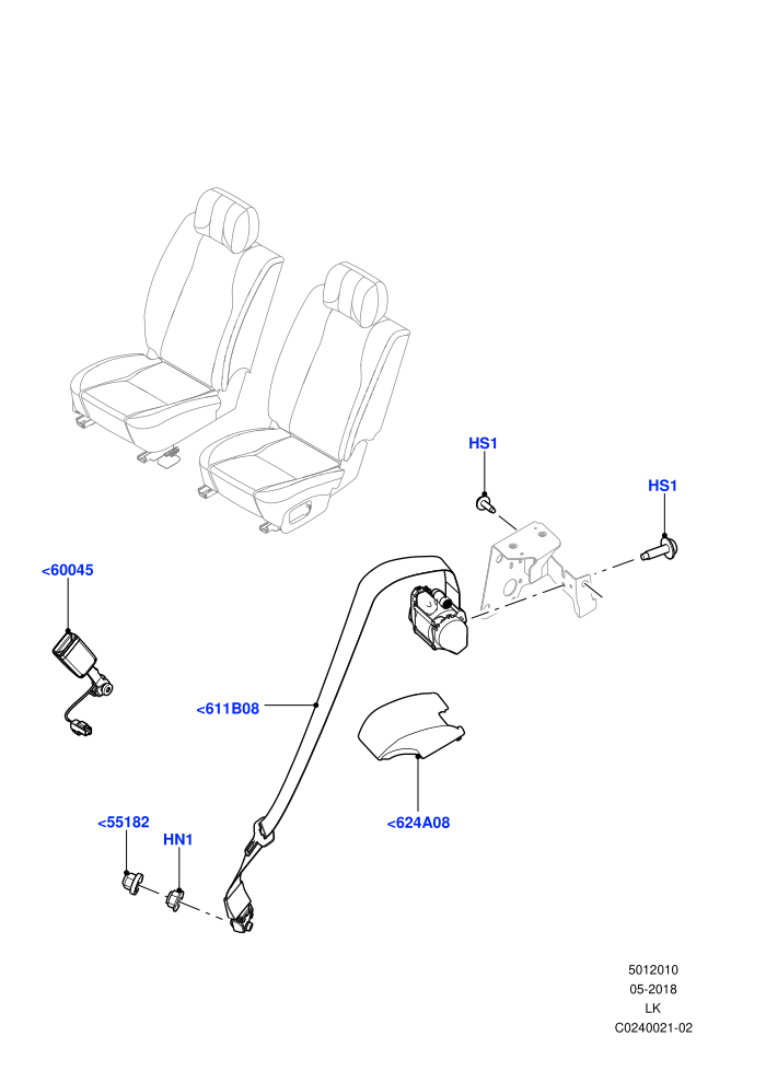 Rear Seat Belts (Individual 2nd Row Seats SV,With 2 Rear Small Individual Seats,With 40/40 Split Individual Rr Seat)