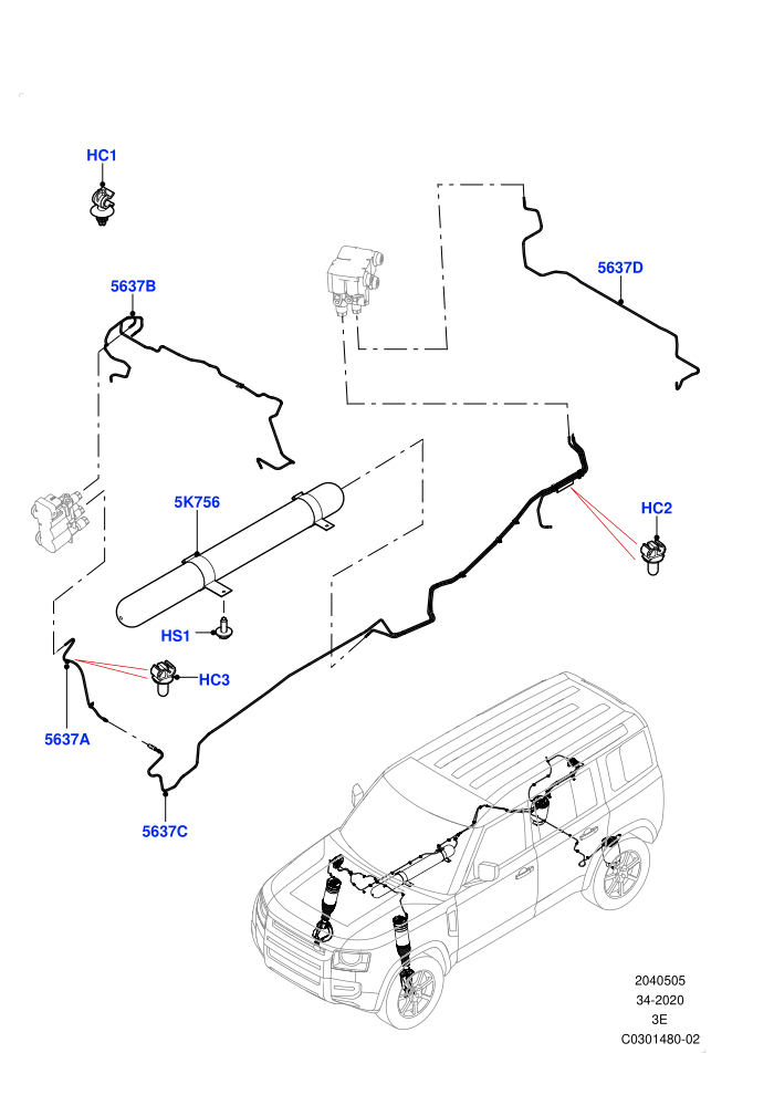 Air Suspension Compressor And Lines (Long Wheelbase,Standard Wheelbase,Suspension Electronic Air W/Ki,With Four Corner Air Suspension)(Air Suspension Lines)
