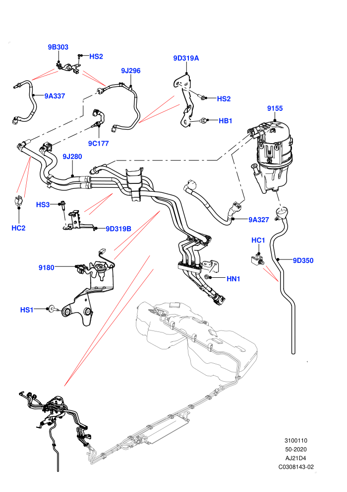 Fuel Lines (2.0L AJ21D4 Diesel Mid)(Front)((V)FROMMA000001)