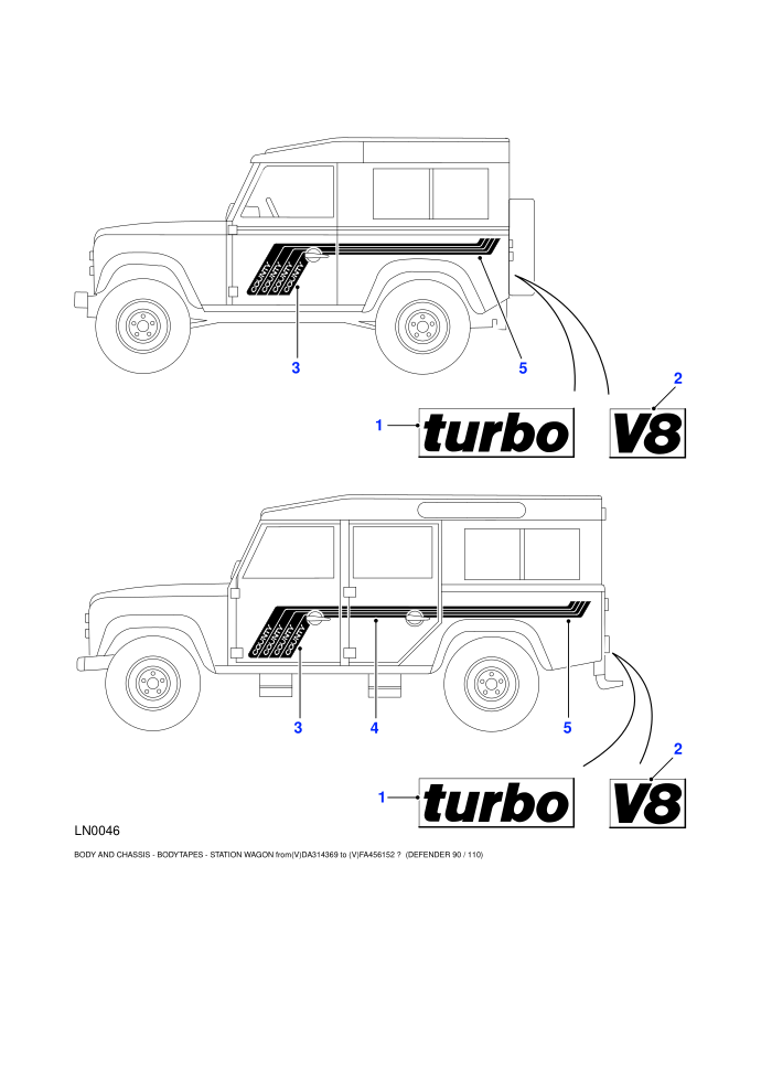 Body Tapes (110,90 Wheelbase,Station Wagon)((V)TOFA456152 (V)FROMDA314369)