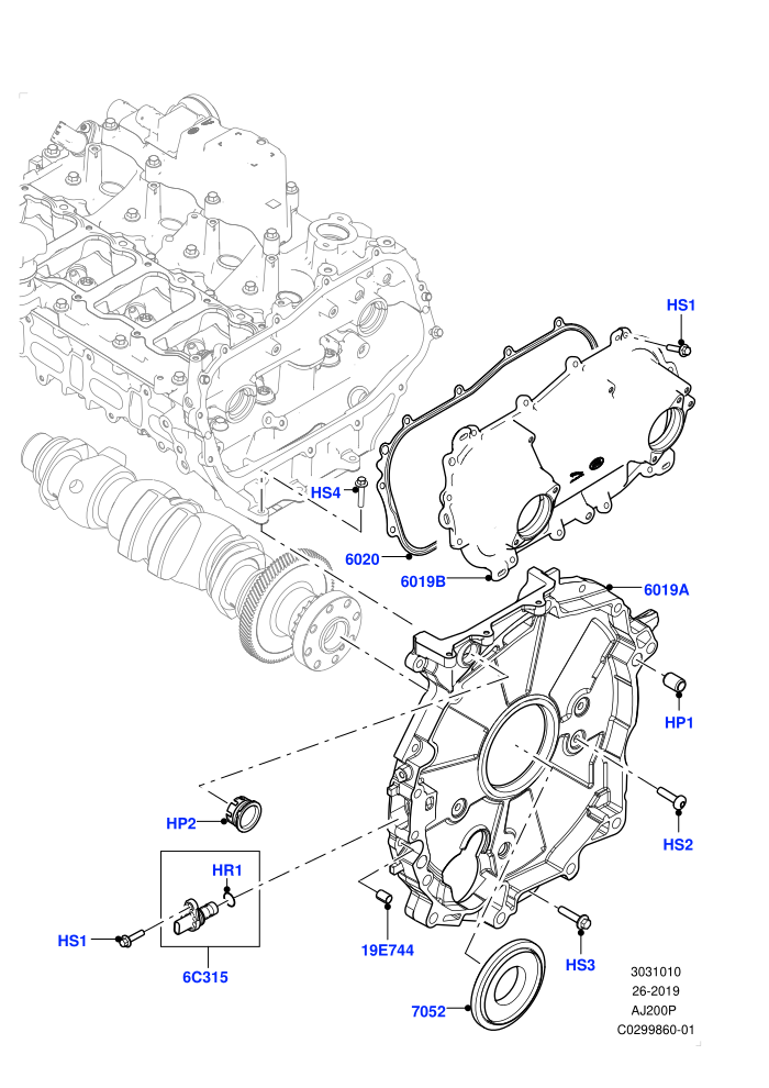 Timing Gear Covers (2.0L AJ20P4 Petrol Mid PTA,Changsu (China))