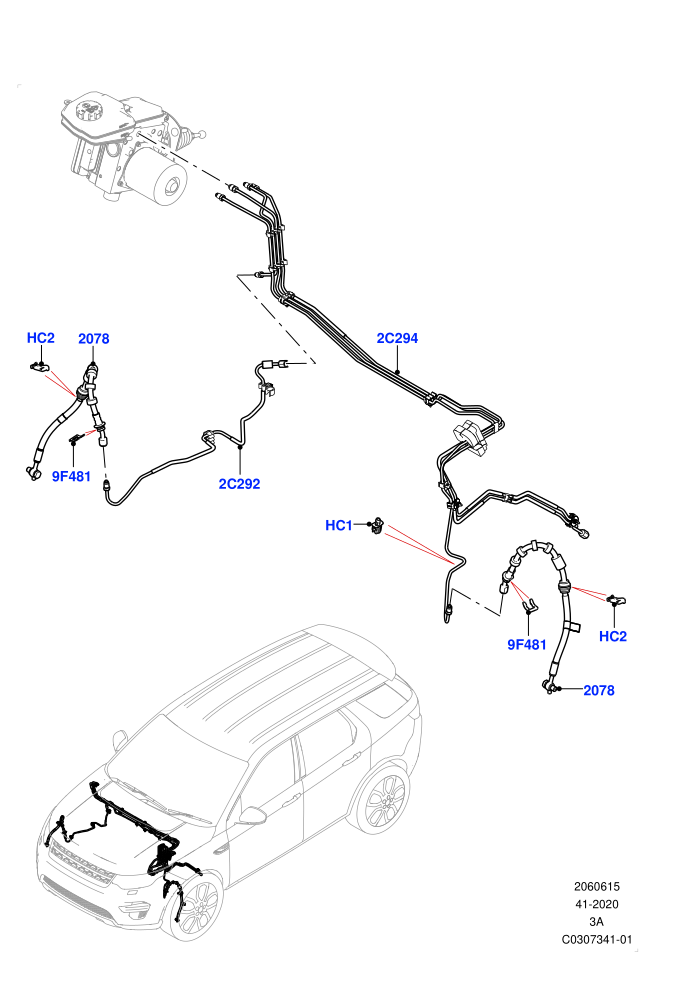 Front Brake Pipes (Electric Engine Battery-MHEV,Halewood (UK),Less Electric Engine Battery,RHD)((V)FROMMH000001)