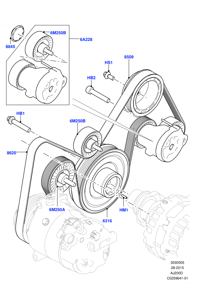Pulleys And Drive Belts (2.0L I4 DSL HIGH DOHC AJ200,2.0L I4 DSL MID DOHC AJ200,Halewood (UK))