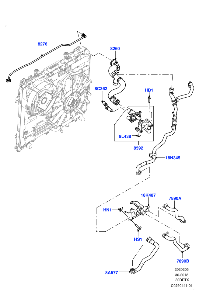 Cooling System Pipes And Hoses (3.0 V6 D Gen2 Mono Turbo,Active Tranmission Warming)(Nitra Plant Build)((V)FROMK2000001)