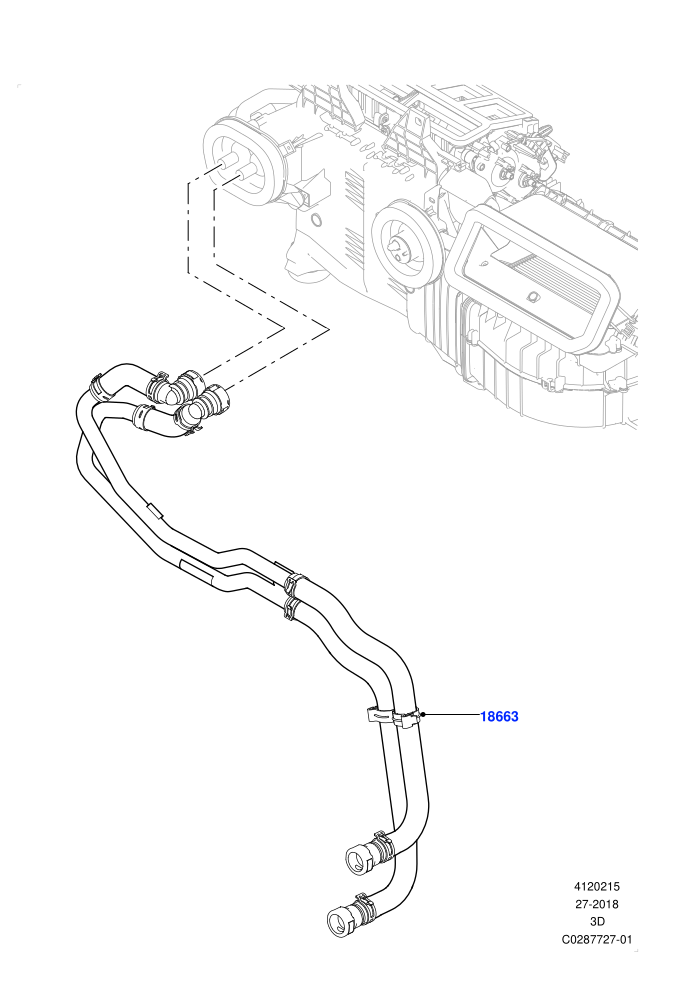 Heater Hoses (2.0L I4 DSL HIGH DOHC AJ200,2.0L I4 DSL MID DOHC AJ200,Less Heater,With Air Conditioning - Front/Rear,With Front Comfort Air Con (IHKA),With Manual Air Conditioning,With Ptc Heater)(Solihull Plant Build)((V)FROMKA000001)