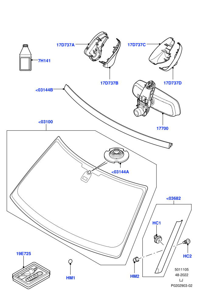 Windscreen/Inside Rear View Mirror (Less Armoured)((V)FROMAA000001)