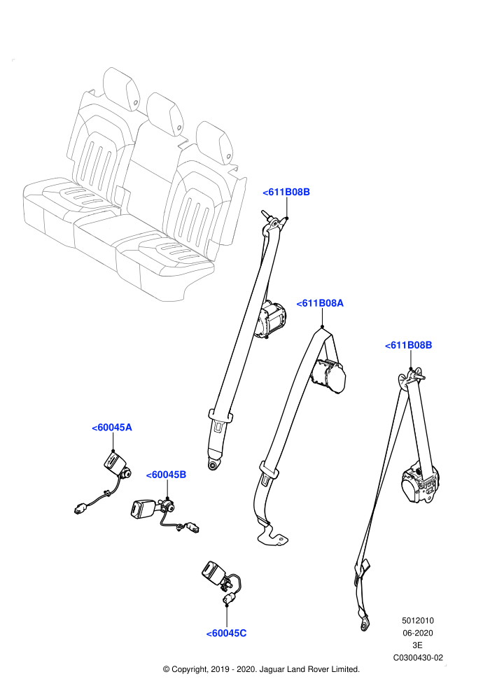 Rear Seat Belts (60/40 Load Through With Slide)