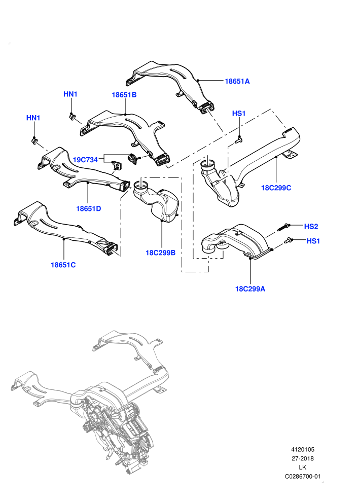 Air Vents, Louvres And Ducts (Premium Air Conditioning-Front/Rear)(Internal Components,Under Rear Seat)((V)FROMKA000001)