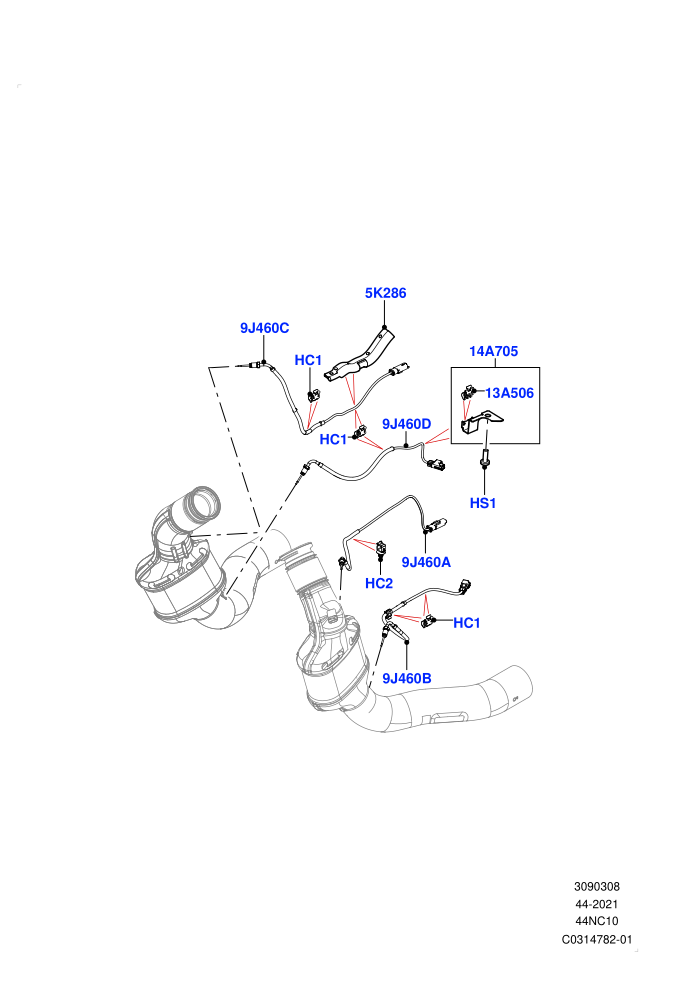Exhaust Sensors And Modules (4.4 V8 Turbo Petrol (NC10),Beijing 6 Petrol Emission,EU6D - Final (Petrol) Emission)(GPF)