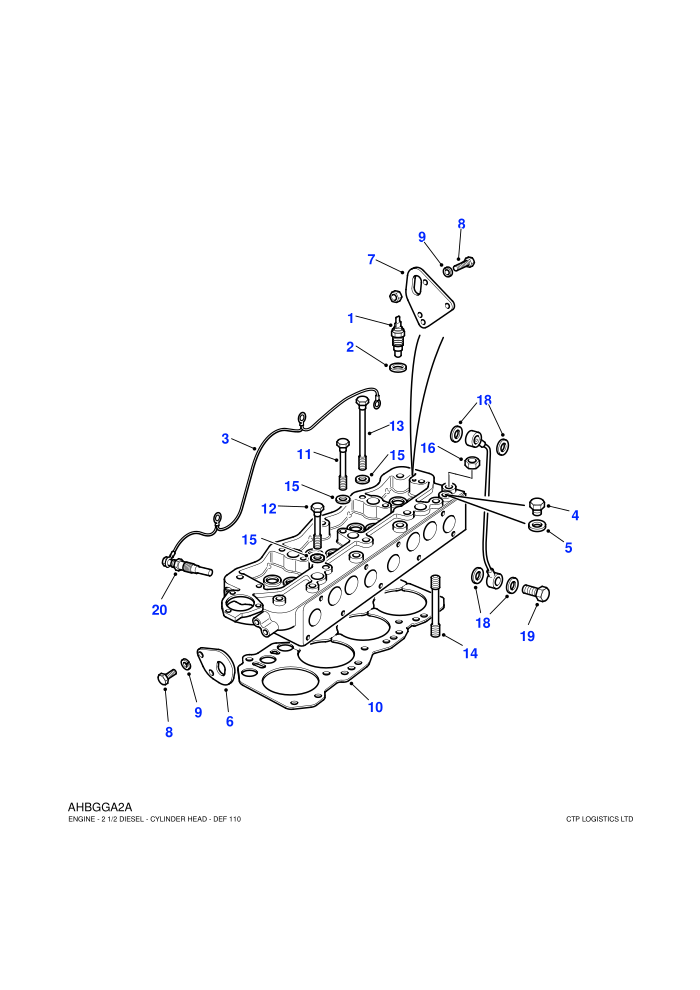 Cylinder Head components (2.5L 4 Cyl NA L/R Diesel)