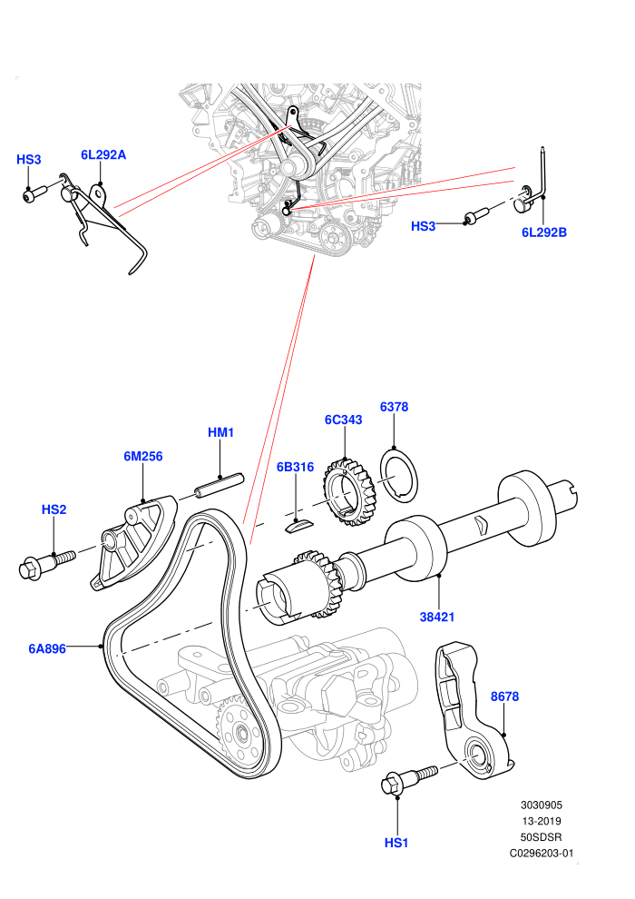 Timing Gear (5.0 Litre supercharged enhanced)(Auxiliary Drive)((V)FROMKA000001)