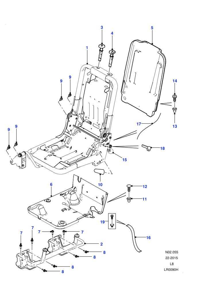 Rear Seat Frame (110&nbsp;Wheelbase,90&nbsp;Wheelbase,Station Wagon - 3 Door,Station Wagon - 5 Door)((V)FROM7A000001)