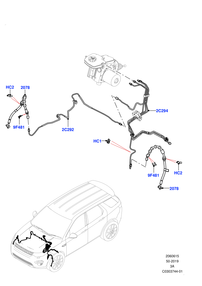 Front Brake Pipes (Electric Engine Battery-PHEV,Halewood (UK),LHD)((V)FROMLH000001)