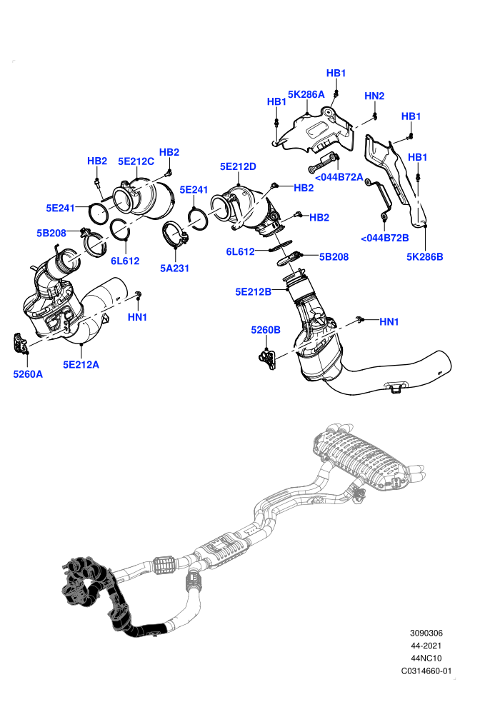 Front Exhaust System (4.4 V8 Turbo Petrol (NC10))